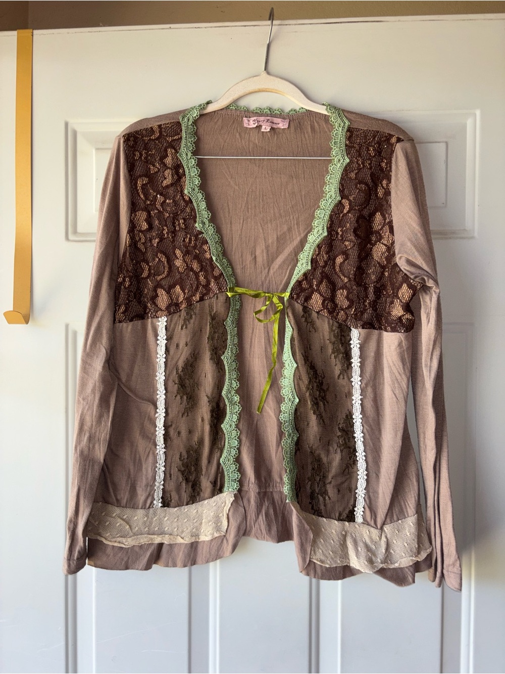 Young Essence vintage Y2K boho tie-front top size L